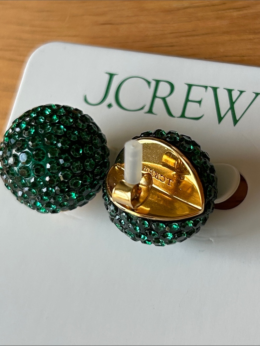 J. Crew Green Crystal Studded Ball Earrings - Picture 4 of 6